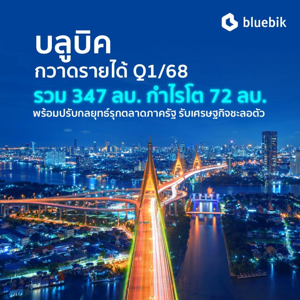 บลูบิค กวาดรายได้ Q1/68 รวม 347 ลบ. กำไรโต 72 ลบ. พร้อมปรับกลยุทธ์รุกตลาดภาครัฐ รับเศรษฐกิจชะลอตัว